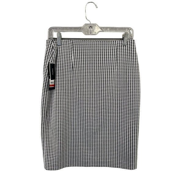 Nine West NWT Women's Houndstooth Black & Ivory Lined Skirt Size XS - Picture 3 of 9